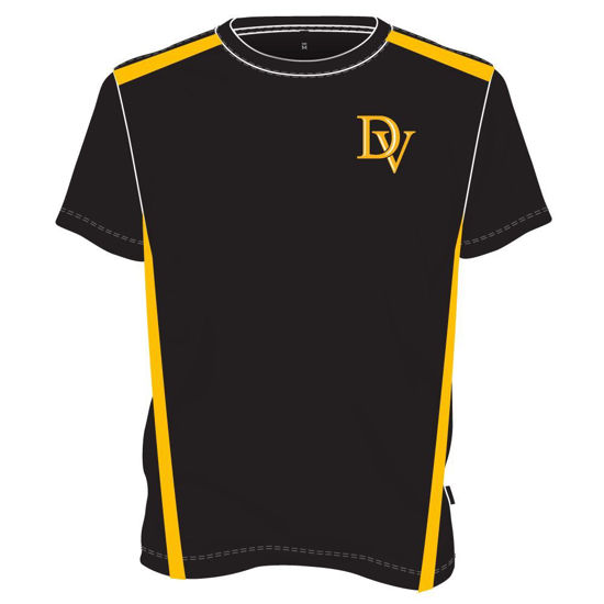 Image sur T-shirt col rond deux tons - Education physique (Noir/jaune)